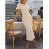 image:imageZESICA Womens Summer Short Sleeve Bodycon Cocktail Formal DressApricot