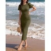 image:imageZESICA Womens Summer Short Sleeve Bodycon Cocktail Formal DressArmygreen