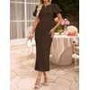 image:imageZESICA Womens Summer Short Sleeve Bodycon Cocktail Formal DressDarkbrown