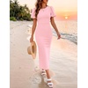 image:imageZESICA Womens Summer Short Sleeve Bodycon Cocktail Formal DressPink