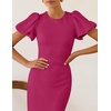 image:imageZESICA Womens Summer Short Sleeve Bodycon Cocktail Formal DressRose