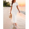 image:imageZESICA Womens Summer Short Sleeve Bodycon Cocktail Formal DressWhite