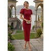 image:imageZESICA Womens Summer Short Sleeve Bodycon Cocktail Formal DressWine