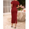 image:imageZESICA Womens Summer Short Sleeve Bodycon Cocktail Formal DressWine