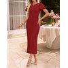 image:imageZESICA Womens Summer Short Sleeve Bodycon Cocktail Formal DressWine