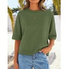 image:imageZESICA Womens Summer Short Sleeve Loose Knit Sweaters TopsArmygreen