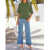 image:imageZESICA Womens Summer Short Sleeve Loose Knit Sweaters TopsArmygreen