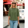 image:imageZESICA Womens Summer Short Sleeve Loose Knit Sweaters TopsArmygreen