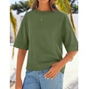 image:imageZESICA Womens Summer Short Sleeve Loose Knit Sweaters TopsArmygreen