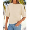 image:imageZESICA Womens Summer Short Sleeve Loose Knit Sweaters TopsBeige