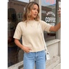image:imageZESICA Womens Summer Short Sleeve Loose Knit Sweaters TopsBeige