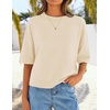 image:imageZESICA Womens Summer Short Sleeve Loose Knit Sweaters TopsBeige