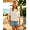 image:imageZESICA Womens Summer Short Sleeve Loose Knit Sweaters TopsBeige