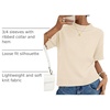image:imageZESICA Womens Summer Short Sleeve Loose Knit Sweaters TopsBeige