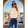 image:imageZESICA Womens Summer Short Sleeve Loose Knit Sweaters TopsBeige