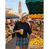 image:imageZESICA Womens Summer Short Sleeve Loose Knit Sweaters TopsBlack