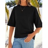 image:imageZESICA Womens Summer Short Sleeve Loose Knit Sweaters TopsBlack
