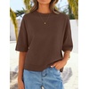 image:imageZESICA Womens Summer Short Sleeve Loose Knit Sweaters TopsCoffee