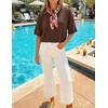 image:imageZESICA Womens Summer Short Sleeve Loose Knit Sweaters TopsCoffee