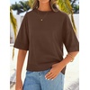 image:imageZESICA Womens Summer Short Sleeve Loose Knit Sweaters TopsCoffee