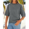 image:imageZESICA Womens Summer Short Sleeve Loose Knit Sweaters TopsDarkgrey
