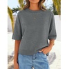 image:imageZESICA Womens Summer Short Sleeve Loose Knit Sweaters TopsDarkgrey