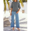image:imageZESICA Womens Summer Short Sleeve Loose Knit Sweaters TopsDarkgrey