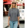 image:imageZESICA Womens Summer Short Sleeve Loose Knit Sweaters TopsDarkgrey