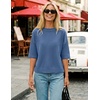 image:imageZESICA Womens Summer Short Sleeve Loose Knit Sweaters TopsDustyblue