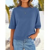 image:imageZESICA Womens Summer Short Sleeve Loose Knit Sweaters TopsDustyblue
