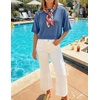 image:imageZESICA Womens Summer Short Sleeve Loose Knit Sweaters TopsDustyblue