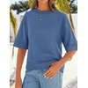 image:imageZESICA Womens Summer Short Sleeve Loose Knit Sweaters TopsDustyblue