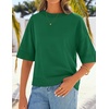 image:imageZESICA Womens Summer Short Sleeve Loose Knit Sweaters TopsGreen