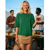image:imageZESICA Womens Summer Short Sleeve Loose Knit Sweaters TopsGreen
