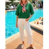image:imageZESICA Womens Summer Short Sleeve Loose Knit Sweaters TopsGreen