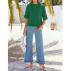 image:imageZESICA Womens Summer Short Sleeve Loose Knit Sweaters TopsGreen
