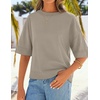 image:imageZESICA Womens Summer Short Sleeve Loose Knit Sweaters TopsKhaki