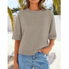 image:imageZESICA Womens Summer Short Sleeve Loose Knit Sweaters TopsKhaki