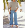 image:imageZESICA Womens Summer Short Sleeve Loose Knit Sweaters TopsKhaki