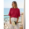 image:imageZESICA Womens Summer Short Sleeve Loose Knit Sweaters TopsRed