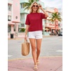 image:imageZESICA Womens Summer Short Sleeve Loose Knit Sweaters TopsRed