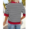 image:imageZESICA Womens Summer Short Sleeve Loose Knit Sweaters TopsStripes