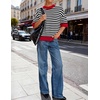 image:imageZESICA Womens Summer Short Sleeve Loose Knit Sweaters TopsStripes