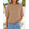 image:imageZESICA Womens Summer Short Sleeve Loose Knit Sweaters TopsToffee