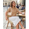 image:imageZESICA Womens Summer Short Sleeve Loose Knit Sweaters TopsToffee
