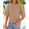 image:imageZESICA Womens Summer Short Sleeve Loose Knit Sweaters TopsToffee