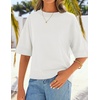 image:imageZESICA Womens Summer Short Sleeve Loose Knit Sweaters TopsWhite