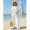 image:imageZESICA Womens Summer Short Sleeve Loose Knit Sweaters TopsWhite