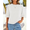 image:imageZESICA Womens Summer Short Sleeve Loose Knit Sweaters TopsWhite