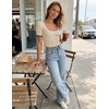 image:imageZESICA Womens Summer Short Sleeve Square Neck Business TopsApricot
